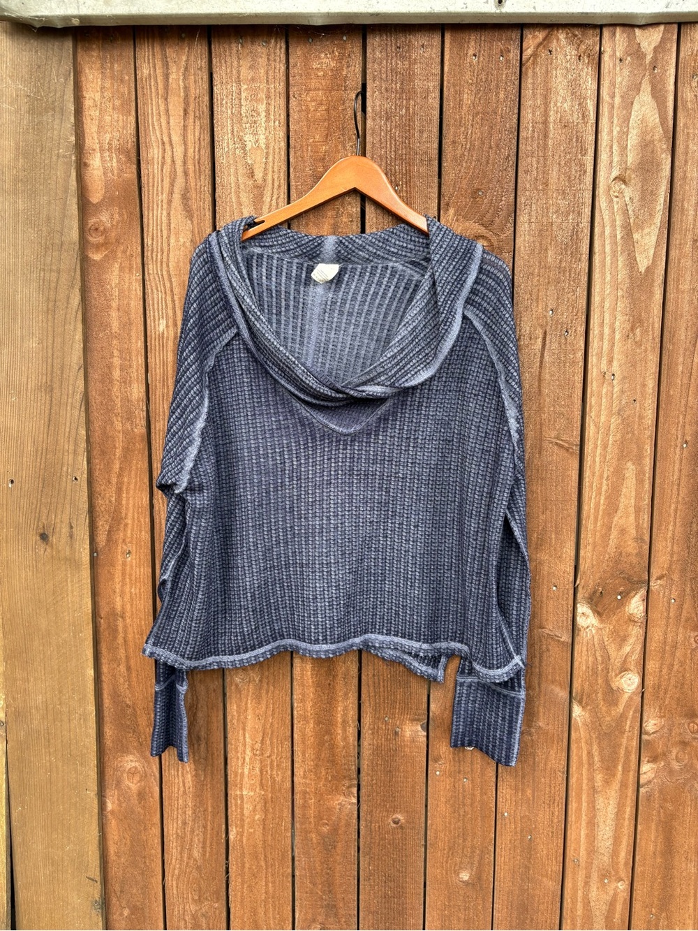 We the Free FP Distressed Blue Thermal Long Sleeve